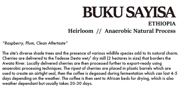 BUKU SAYISA ETHIOPIA Anaerobic Natural Process 200g (COLD BREW)
