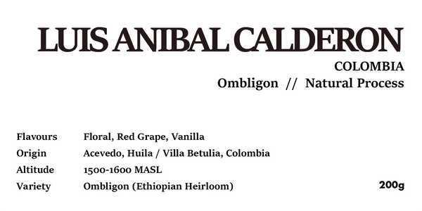 LUIS ANIBAL CALDERON COLOMBIA Natural Process 200g
