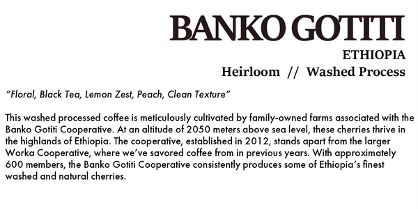 BANKO GOTITI ETHIOPIA Washed Process 200g