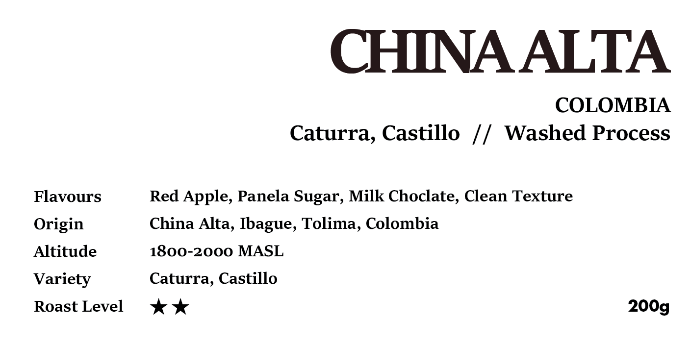 CHINA ALTA COLOMBIA Washed Process 200g