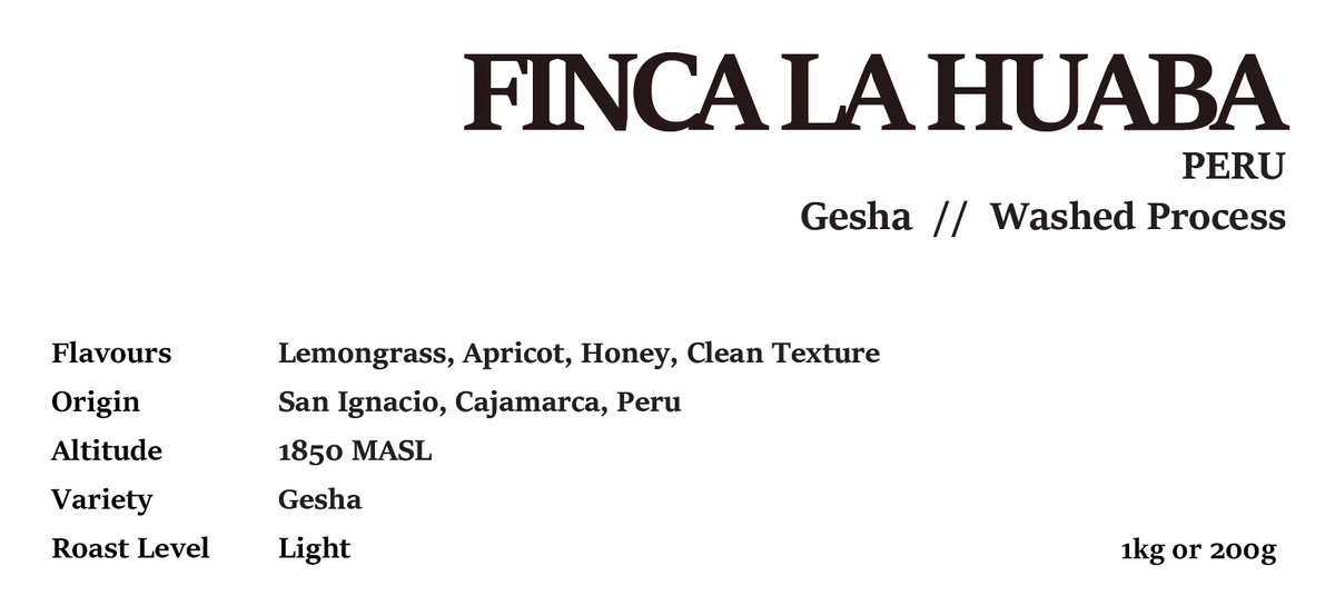 Peru - Finca La Huaba WASHED 200g/1kg