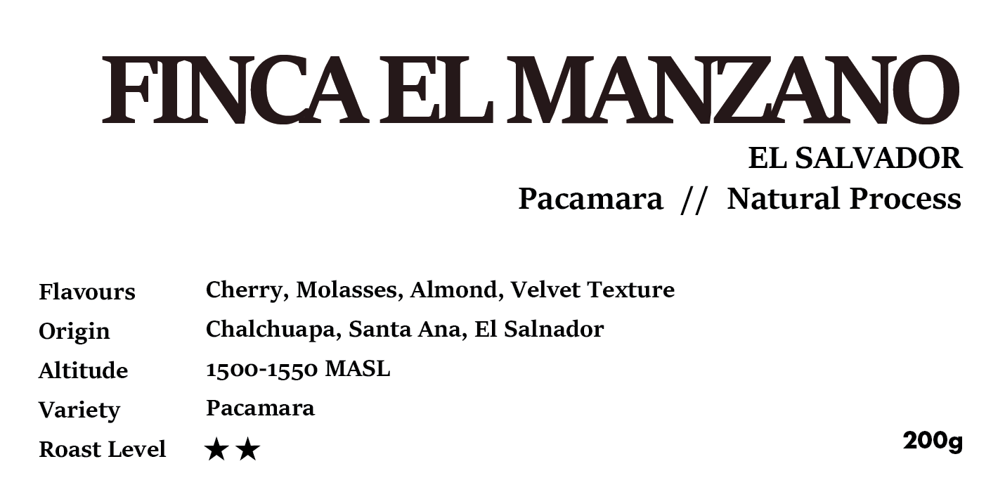 FINCA EL MANZANO EL SALVADOR Natural Process 200g