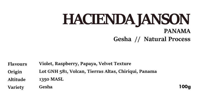 HACIENDA JANSON GESHA PANAMA Natral Process 100g