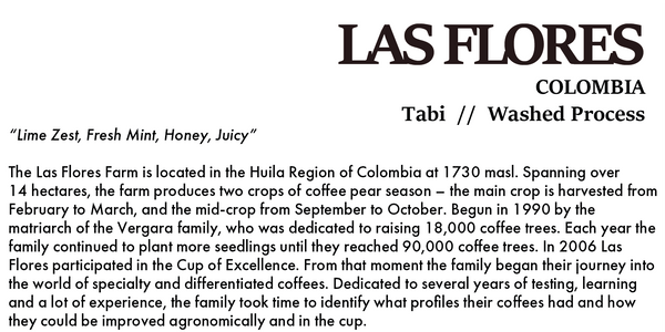 LAS FLORES TABI COLOMBIA Washed Process 200g