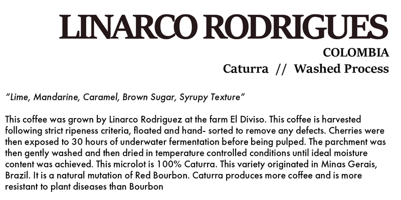 LINARCO RODRIGUES COLOMBIA Washed Process 200g