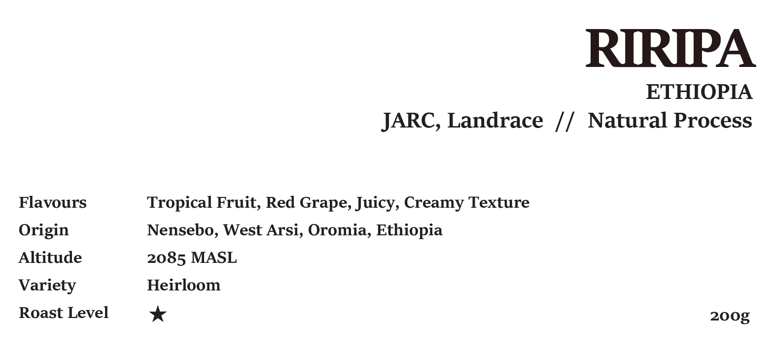 RIRIPA ETHIOPIA Washed  200g/1kg