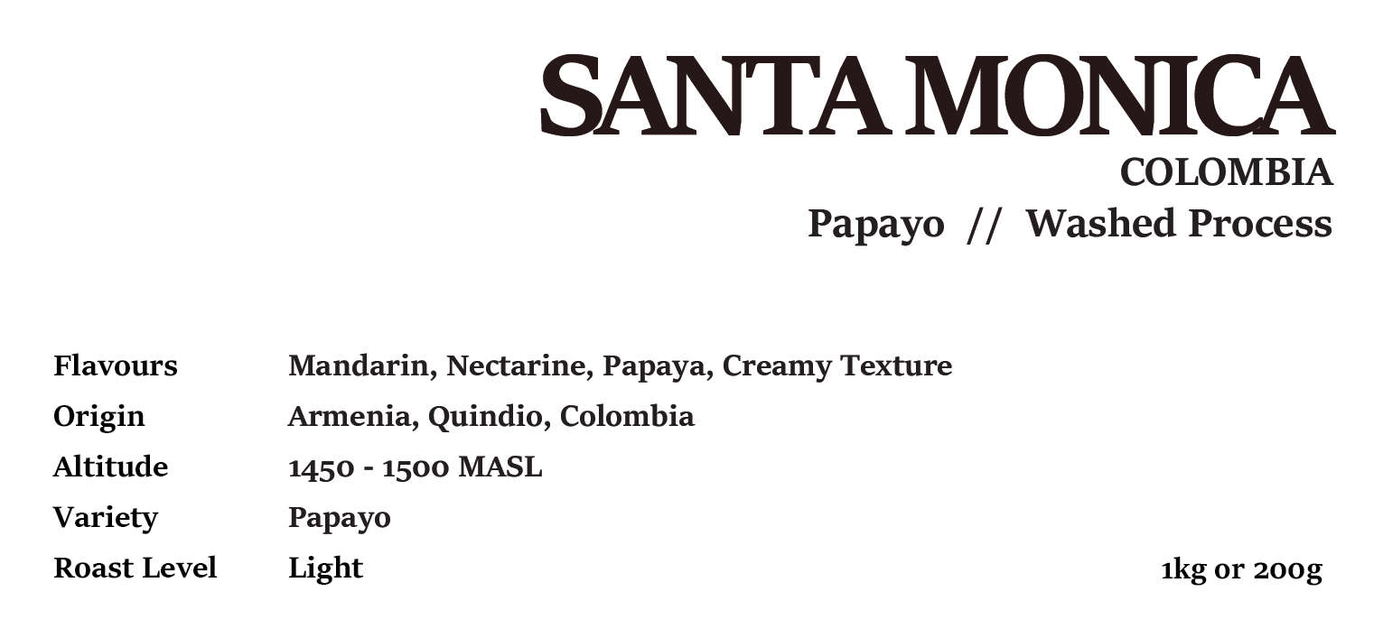 COLOMBIA SANTA MONICA PAPAYO WASHED 200g/1kg