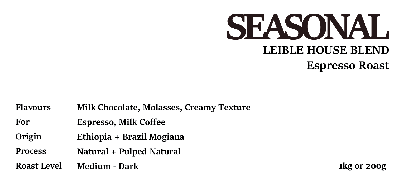 SEASONAL House Blend Espresso Roast 1kg