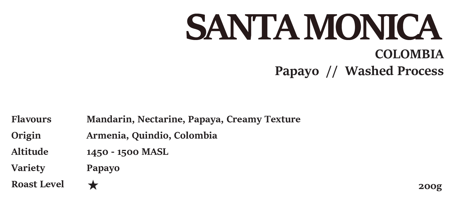 COLOMBIA SANTA MONICA PAPAYO WASHED 200g/1kg